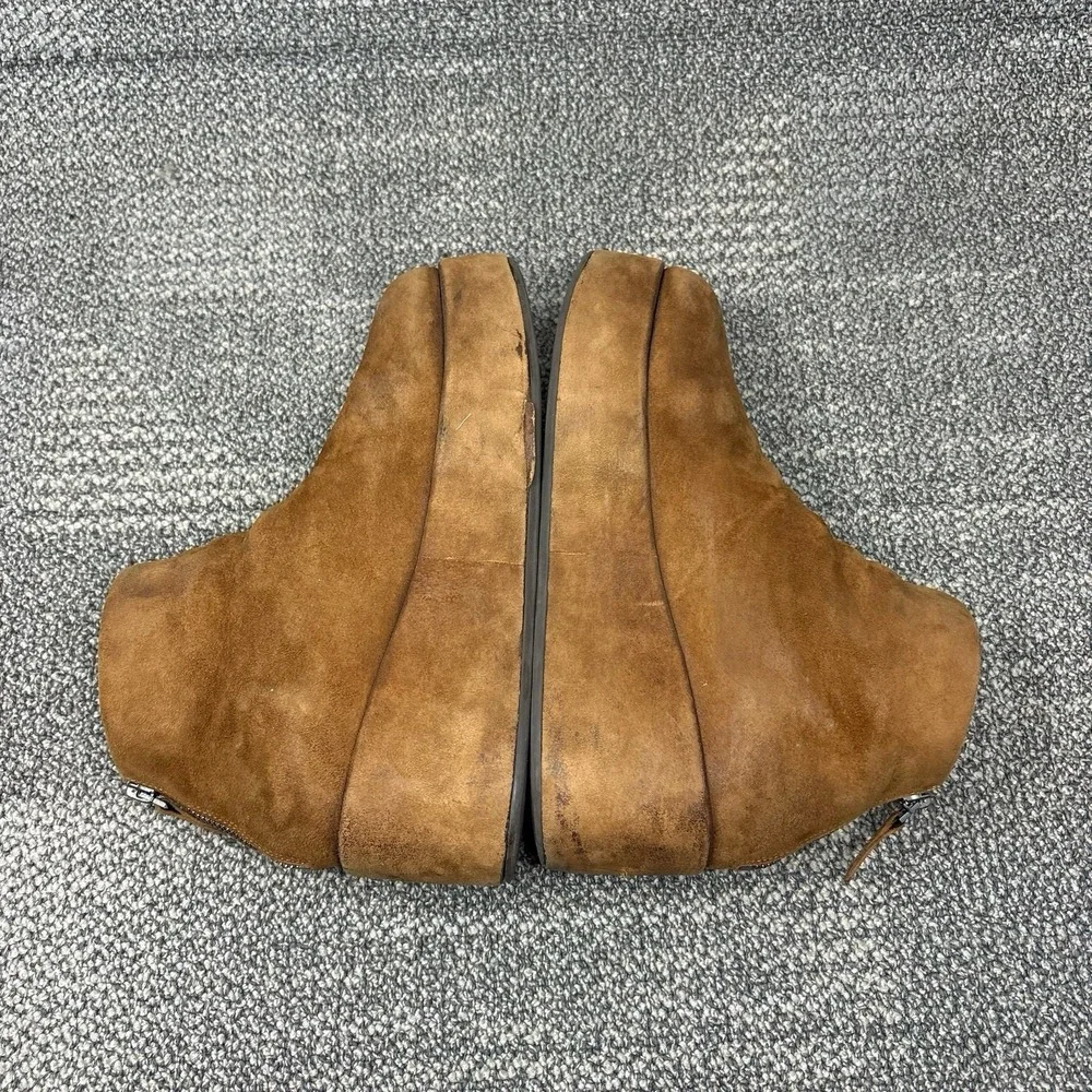 Marsell Brown Suede Platform Wedge Ankle Boots Back Zip Luxury Made Italy